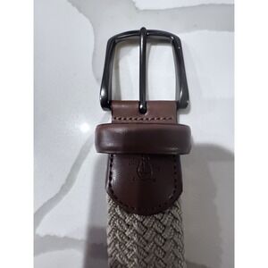 MEN'S PENGUIN LIGHT BEIGE STRETCH FABRIC WITH LEATHER TABS BELT SIZE S - 30-32".